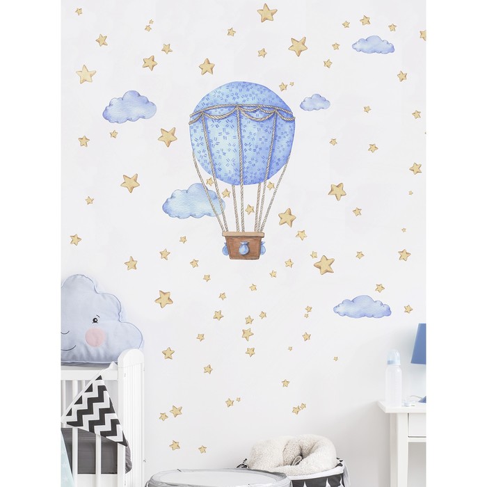 Интерьерные наклейки "Воздушный шар и звезды" 37х50 см голубые
Интерьерные наклейки "Воздушный шар и звезды" 37х50 см голубые