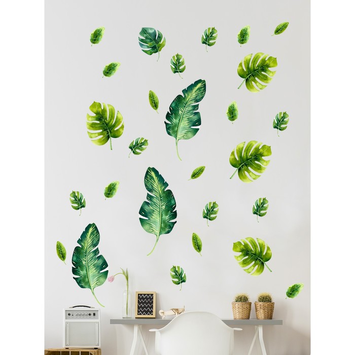 Интерьерные наклейки "Тропические листья" 25х140 см зеленый
Интерьерные наклейки "Тропические листья" 25х140 см зеленый
