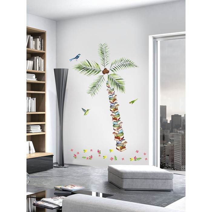 фото Интерьерные наклейки "пальма книги" 38х130 см разноцветный verol