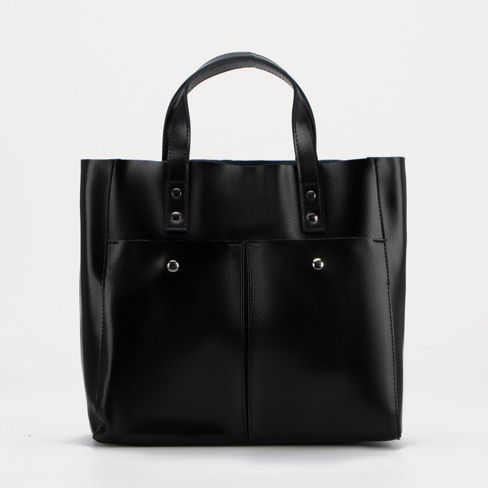 Сумка-тоут на молнии, 3 наружных кармана, длинный ремень, цвет чёрный
Сумка-тоут на молнии, 3 наружных кармана, длинный ремень, цвет чёрный