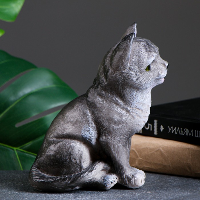 фото Копилка "котик малый" серый, 14х9х10см хорошие сувениры