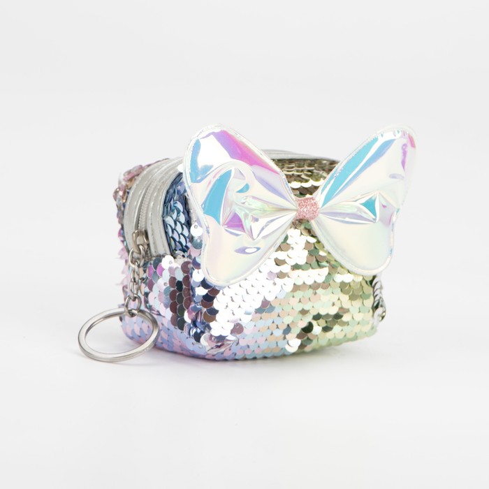 Кошелёк на молнии, кольцо, цвет серебристый 
Кошелёк на молнии, кольцо, цвет серебристый