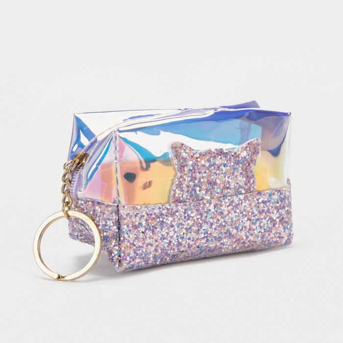 Кошелёк на молнии, кольцо, цвет сиреневый 
Кошелёк на молнии, кольцо, цвет сиреневый