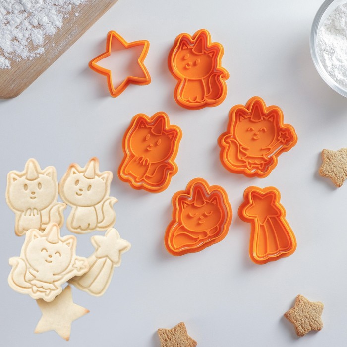 Набор форм для пряников с оттиском «Котики-Единороги», 6 шт, цвет оранжевый
Набор форм для пряников с оттиском «Котики-Единороги», 6 шт, цвет оранжевый
