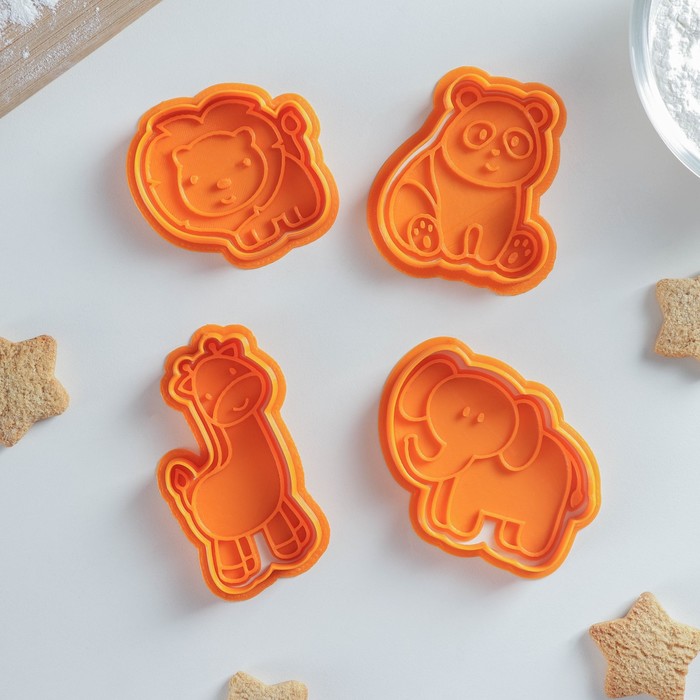 Набор форм для пряников с оттиском «Животные джунглей», 4 шт, цвет оранжевый
Набор форм для пряников с оттиском «Животные джунглей», 4 шт, цвет оранжевый