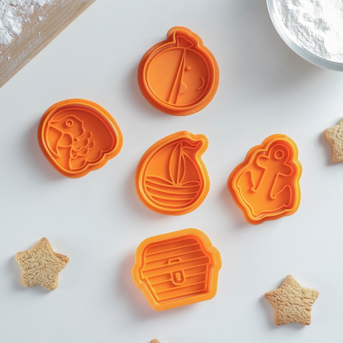 Набор форм для пряников с оттиском «Пираты», 5 шт, цвет оранжевый
Набор форм для пряников с оттиском «Пираты», 5 шт, цвет оранжевый