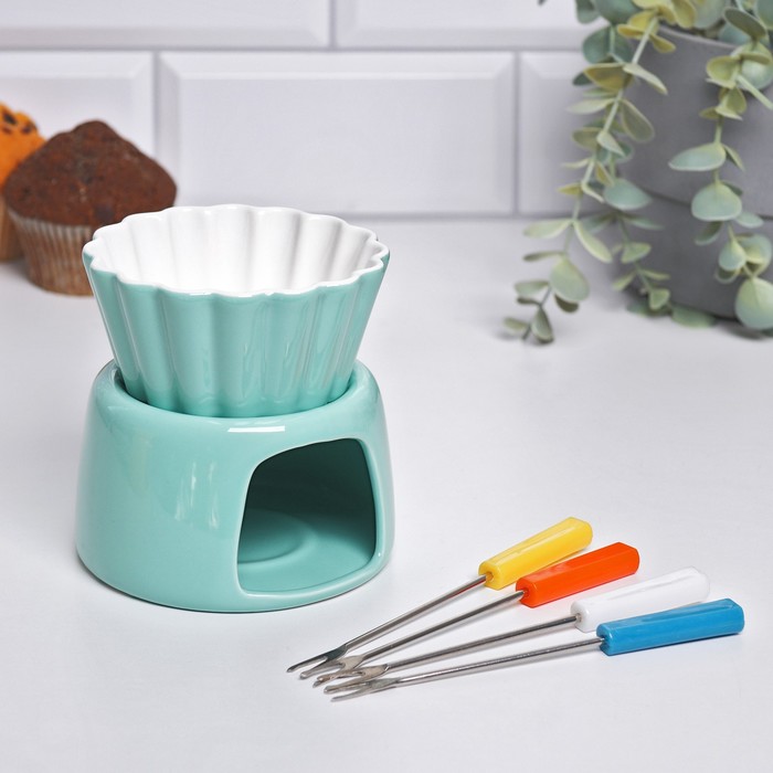 Фондю с 4 вилками, мятное
Фондю с 4 вилками, мятное