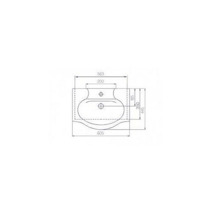 фото Раковина rosa "элегия" 60, 605 х 445 мм, отверстие под смеситель, мебельный, цвет белый