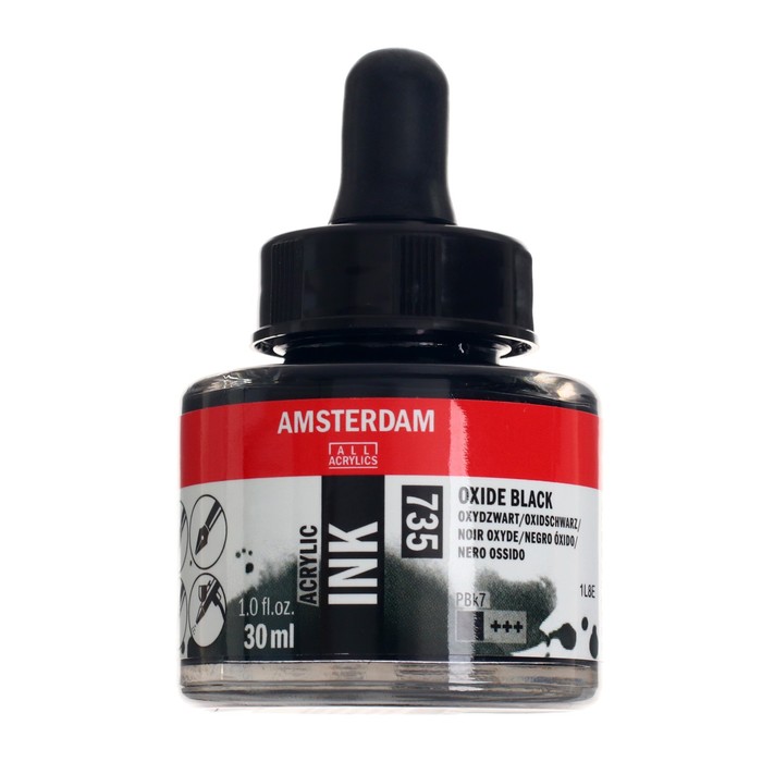 Чернила акриловые 30 мл, Royal Talens Amsterdam №735, Черный оксид
Чернила акриловые 30 мл, Royal Talens Amsterdam №735, Черный оксид