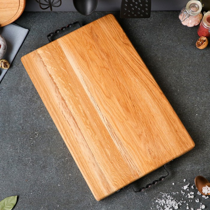 Доска разделочная, 45х30 см, h=3 см, массив дуба, ручка микс
Доска разделочная, 45х30 см, h=3 см, массив дуба, ручка микс