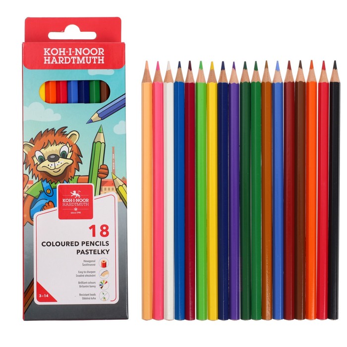 Карандаши 18цв Koh-I-Noor LION 3553, картонная упаковка, европодвес
Карандаши 18цв Koh-I-Noor LION 3553, картонная упаковка, европодвес