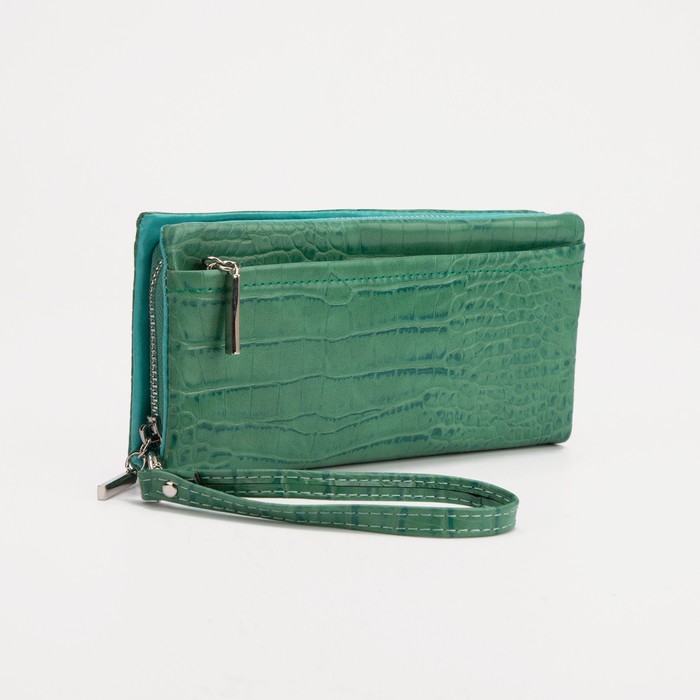Кошелёк на молнии, с ручкой, цвет зеленый
Кошелёк на молнии, с ручкой, цвет зеленый