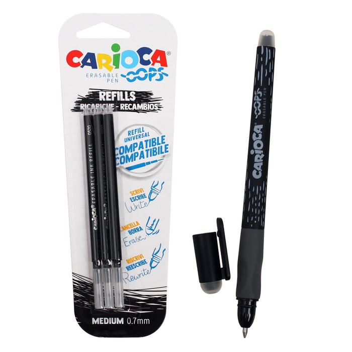Ручка капиллярная стираемая CARIOCA Oops Retractable, 0.7 мм, черная + 3 сменных стержня
Ручка капиллярная стираемая CARIOCA Oops Retractable, 0.7 мм, черная + 3 сменных стержня