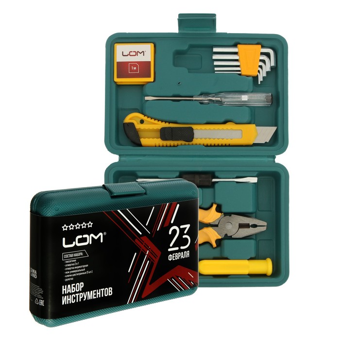 Набор инструментов в кейсе ЛОМ "23 Февраля", подарочная упаковка, 11 предметов
Набор инструментов в кейсе ЛОМ "23 Февраля", подарочная упаковка, 11 предметов