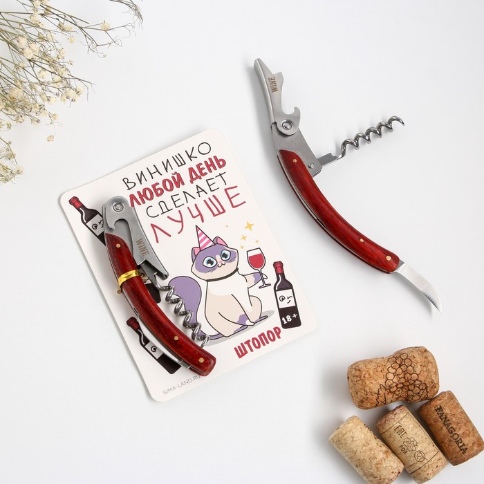 Штопор "Винишко любой день сделает лучше", 11 х 3 см
Штопор "Винишко любой день сделает лучше", 11 х 3 см