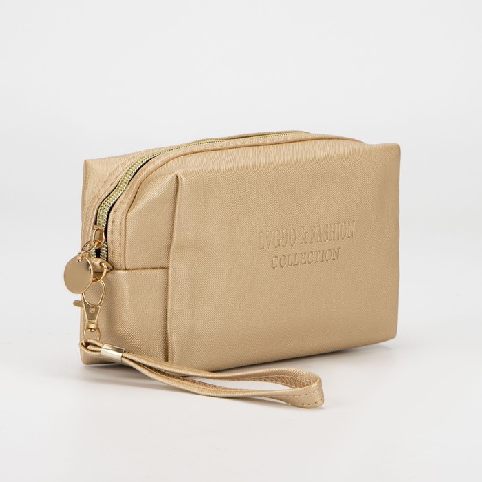 Косметичка на молнии, с ручкой, цвет золотистый
Косметичка на молнии, с ручкой, цвет золотистый