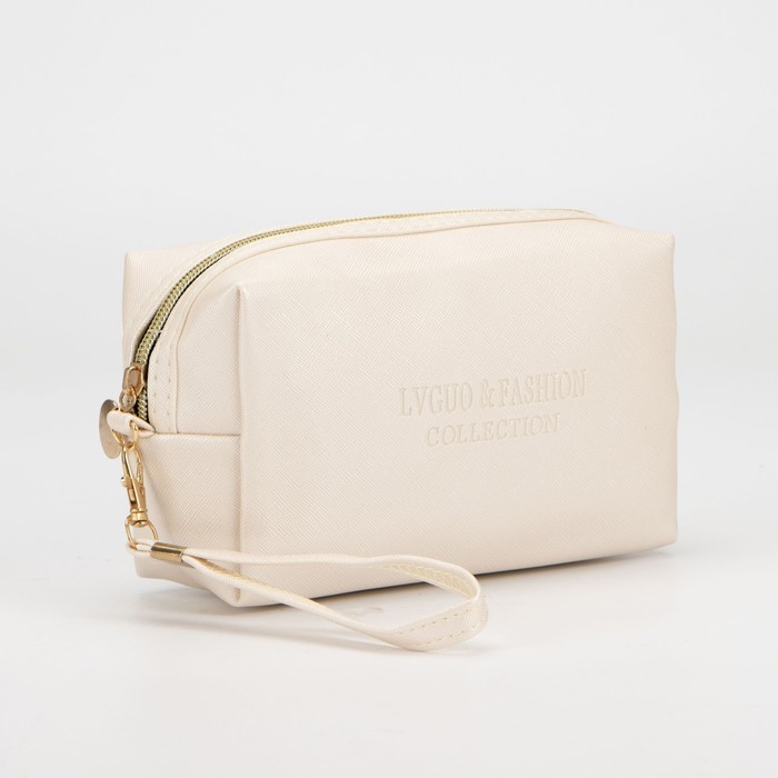 Косметичка на молнии, с ручкой, цвет молочный 
Косметичка на молнии, с ручкой, цвет молочный