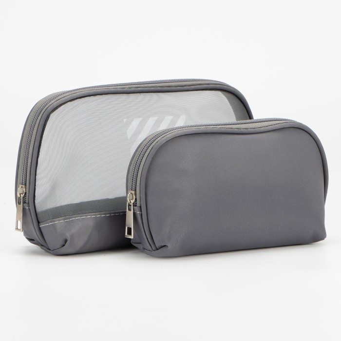 Набор косметичек 2 в 1 на молниях, цвет серый
Набор косметичек 2 в 1 на молниях, цвет серый