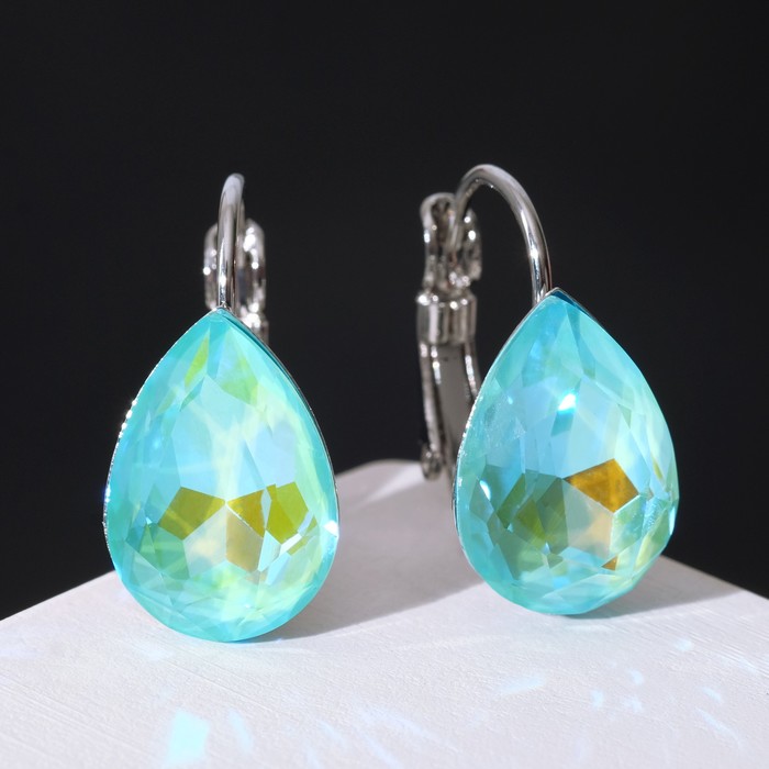 Серьги со стразами "Кристаллик" капля, цвет зелёно-бирюзовый в серебре
Серьги со стразами "Кристаллик" капля, цвет зелёно-бирюзовый в серебре