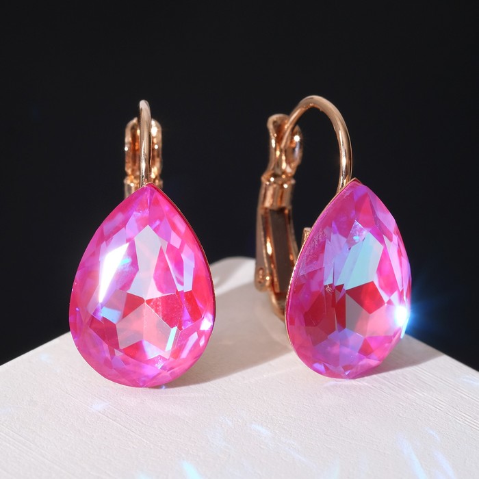 Серьги со стразами "Кристаллик" капля, цвет розово-голубой в серебре 
Серьги со стразами "Кристаллик" капля, цвет розово-голубой в серебре