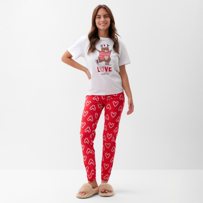 Пижама новогодняя женская (футболка и брюки) KAFTAN "Love", цвет белый/красный, размер 48-50
Пижама новогодняя женская (футболка и брюки) KAFTAN "Love", цвет белый/красный, размер 48-50