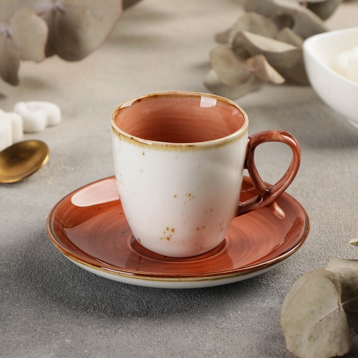 Кофейная пара «Аура», чашка 100 мл, блюдце d=11,7 см, цвет оранжевый
Кофейная пара «Аура», чашка 100 мл, блюдце d=11,7 см, цвет оранжевый