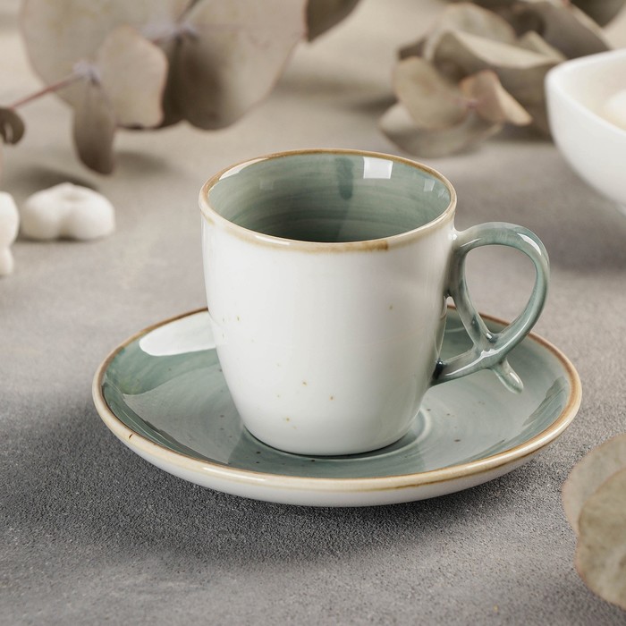 Кофейная пара «Аура», чашка 100 мл, блюдце d=11,7 см, цвет серо-зелёный
Кофейная пара «Аура», чашка 100 мл, блюдце d=11,7 см, цвет серо-зелёный