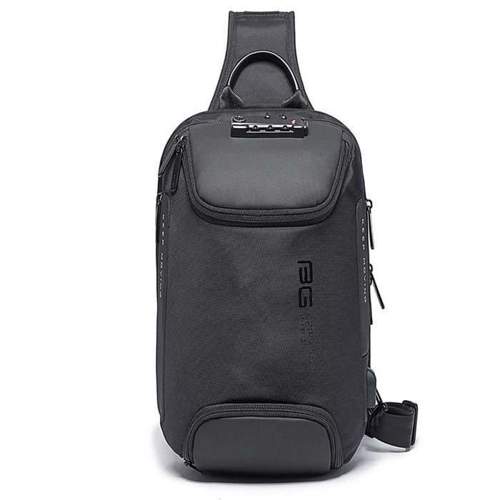 фото Bg7082 рюкзак-слинг bange, 2 отдела на молнии с usb, цвет черный (9.7"), 21х12х35см