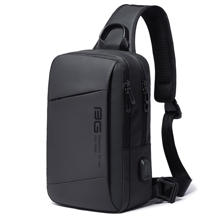 фото Bg22002 рюкзак-слинг с usb bange, 2 отдела на молнии, цвет черный (9.7"), 19х8х30см