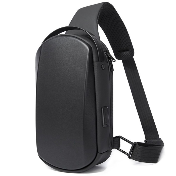фото Bg7256 рюкзак-слинг bange, отдел на молнии, с usb, цвет черный, 17х9х31см