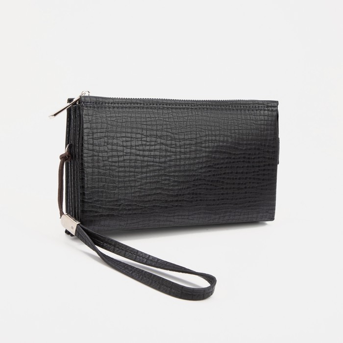 Портмоне на молнии, с ручкой, цвет черный
Портмоне на молнии, с ручкой, цвет черный