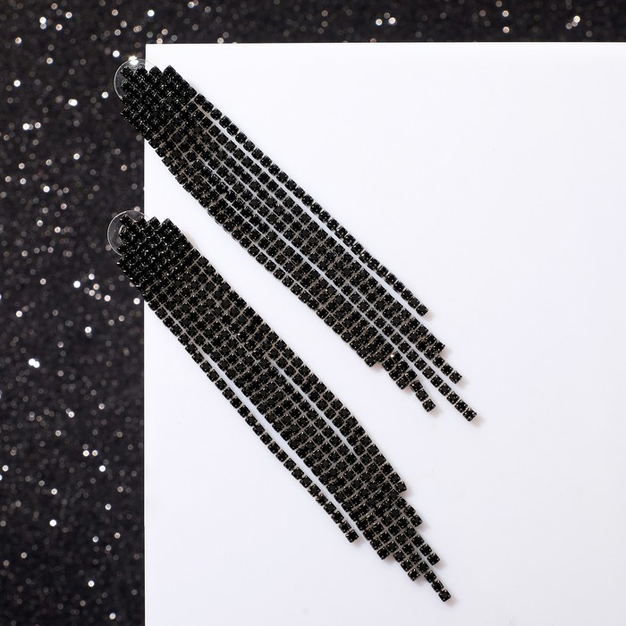 Серьги висячие со стразами "Водопад" мини треугольник, цвет чёрный в серебре
Серьги висячие со стразами "Водопад" мини треугольник, цвет чёрный в серебре