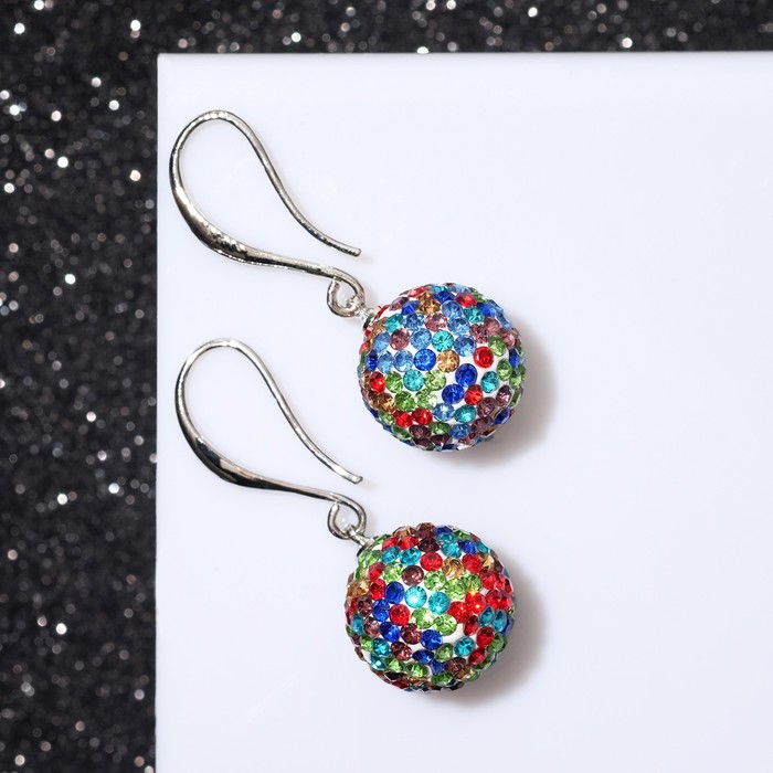 Серьги со стразами "Шар" шамбала, бусина 17, цветные в серебре
Серьги со стразами "Шар" шамбала, бусина 17, цветные в серебре