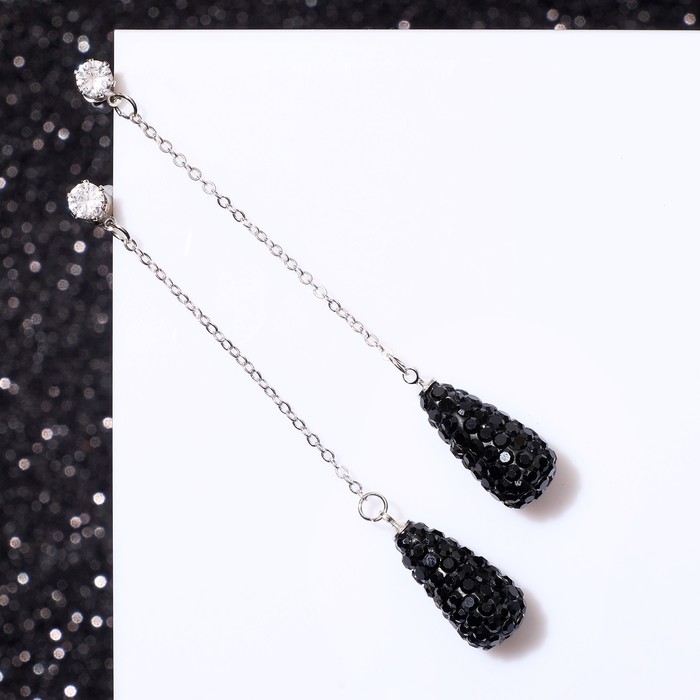 Серьги висячие со стразами "Студио" цепочка, цвет чёрный в серебре
Серьги висячие со стразами "Студио" цепочка, цвет чёрный в серебре