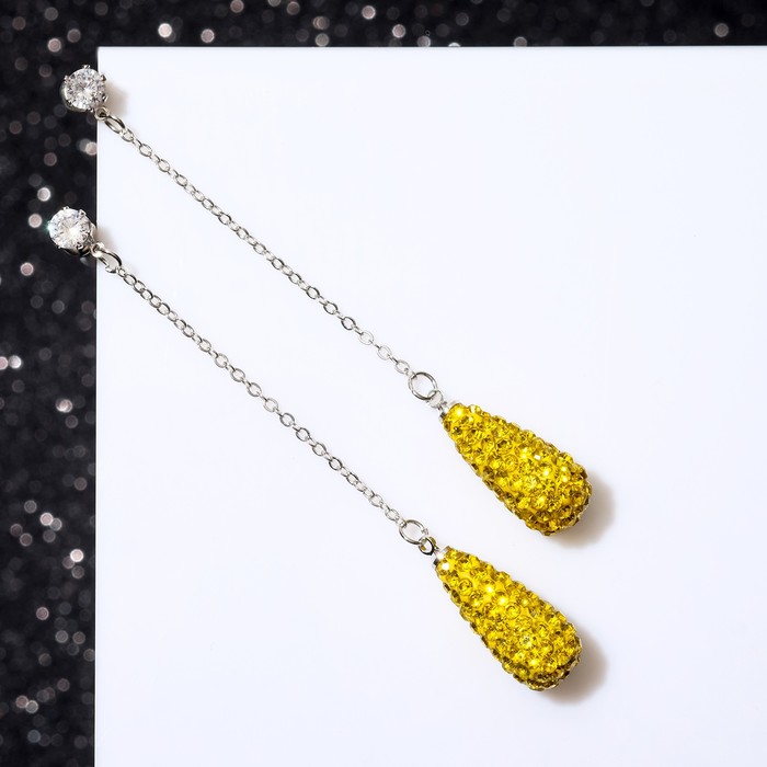 Серьги висячие со стразами "Студио" цепочка, цвет жёлтый в серебре
Серьги висячие со стразами "Студио" цепочка, цвет жёлтый в серебре