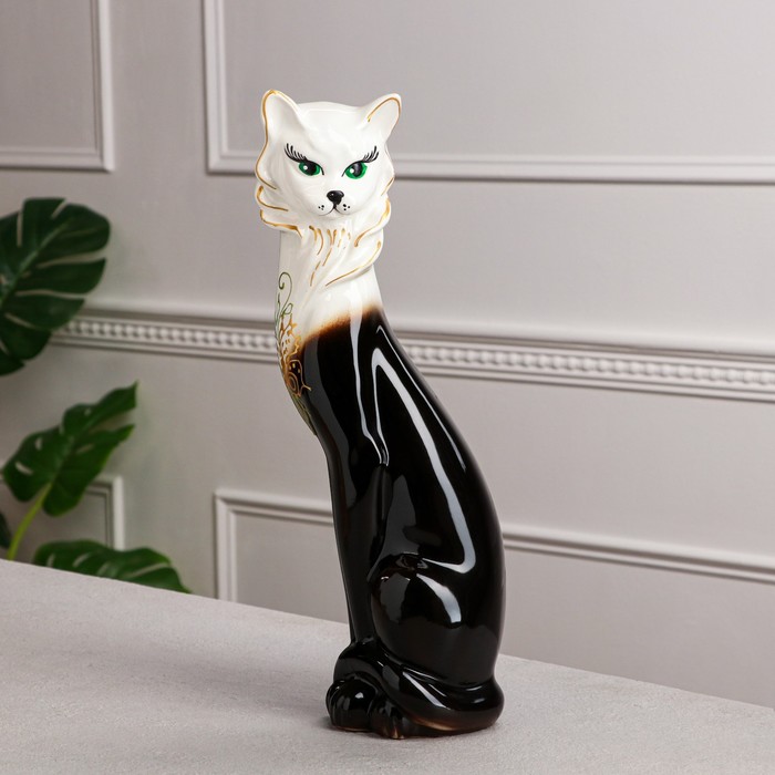 Копилка "Кошка Сиамская", глазурь, чёрно-белая, 43 см