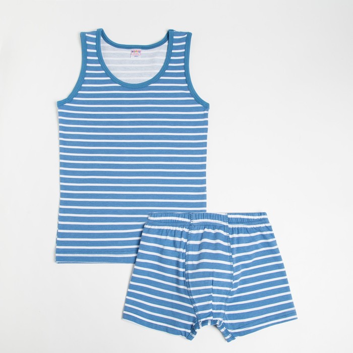 Комплект (майка, трусы) для мальчика, цвет джинс, рост 146 см 
Комплект (майка, трусы) для мальчика, цвет джинс, рост 146 см