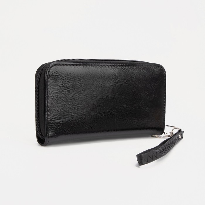 Кошелёк на молнии, с ручкой, цвет черный 
Кошелёк на молнии, с ручкой, цвет черный