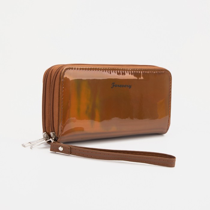 Кошелёк на молниях, с ручкой, цвет коричневый
Кошелёк на молниях, с ручкой, цвет коричневый