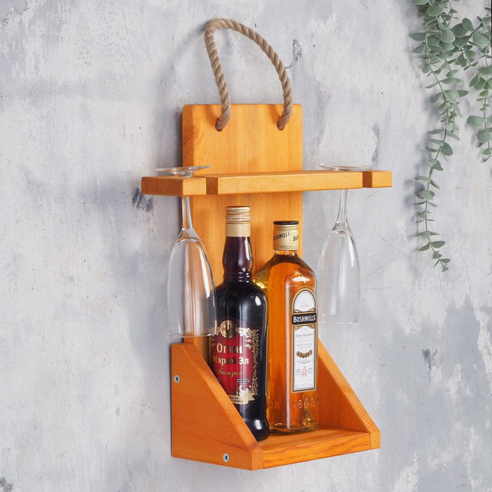 Полка деревянная под бутылку и бокалы, 40х33х13 см
Полка деревянная под бутылку и бокалы, 40х33х13 см