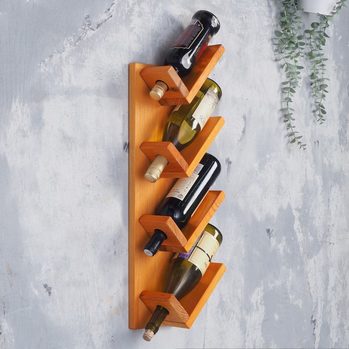 Полка деревянная под 4 бутылки, 53х20х14 см 
Полка деревянная под 4 бутылки, 53х20х14 см