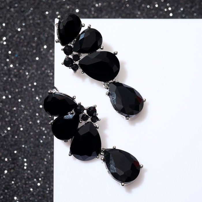Серьги со стразами "Иллюзион" цветок, цвет чёрный в серебре
Серьги со стразами "Иллюзион" цветок, цвет чёрный в серебре