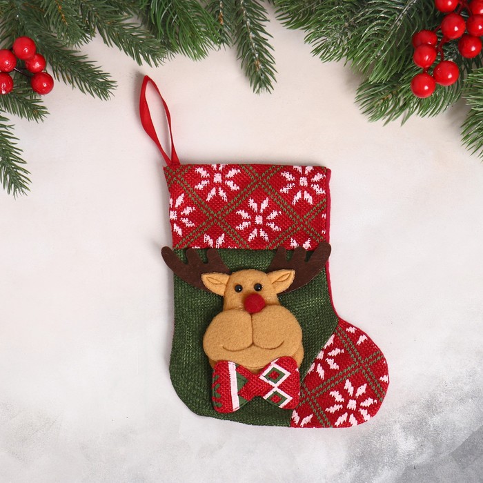 Мягкая подвеска "Носок - олень с бабочкой" 13х17 см, красно-зелёный
Мягкая подвеска "Носок - олень с бабочкой" 13х17 см, красно-зелёный