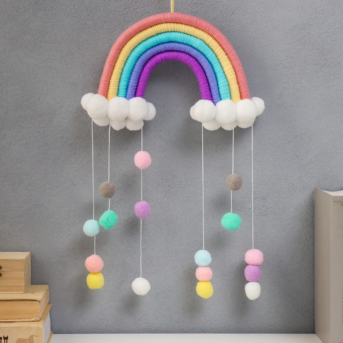 Панно настенное текстиль "Радуга и дождик" пастельные оттенки 50х25 см
Панно настенное текстиль "Радуга и дождик" пастельные оттенки 50х25 см