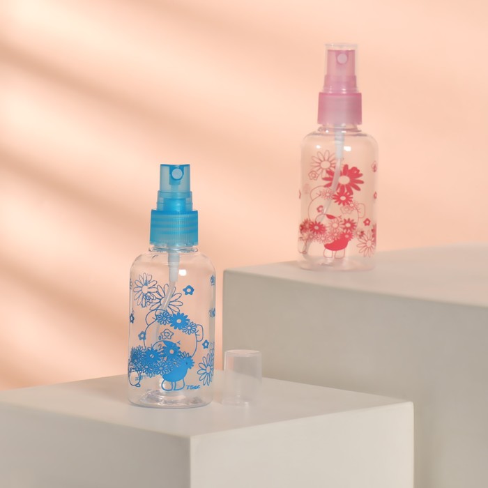 Бутылочка для хранения, с распылителем, 75 мл, цвет МИКС
Бутылочка для хранения, с распылителем, 75 мл, цвет МИКС