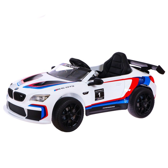 Электромобиль BMW M6 GT3, EVA колеса, кожаное сидение, цвет белый 
Электромобиль BMW M6 GT3, EVA колеса, кожаное сидение, цвет белый