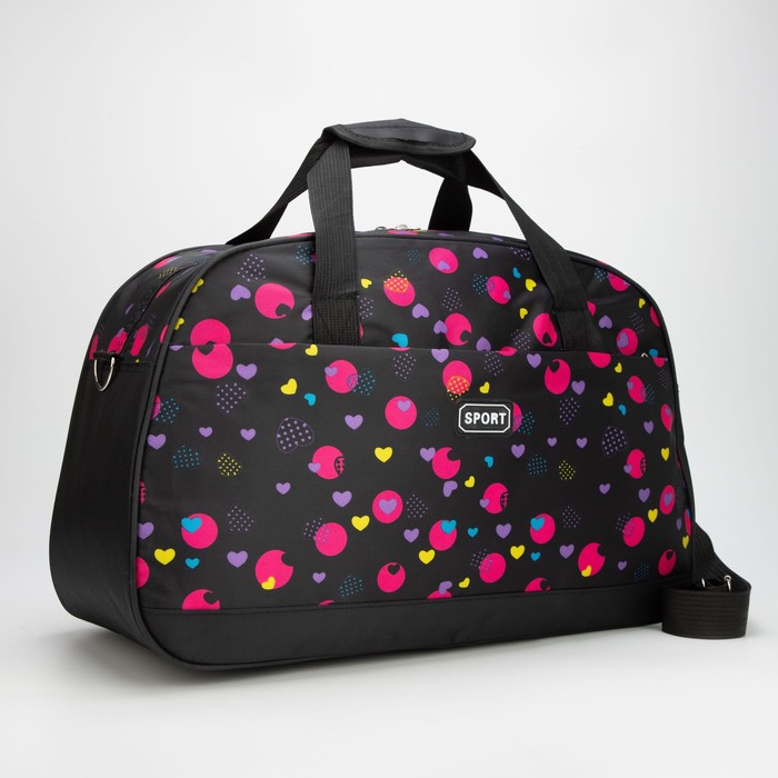 Сумка дорожная на молнии, наружный карман, длинный ремень, цвет чёрный/розовый
Сумка дорожная на молнии, наружный карман, длинный ремень, цвет чёрный/розовый