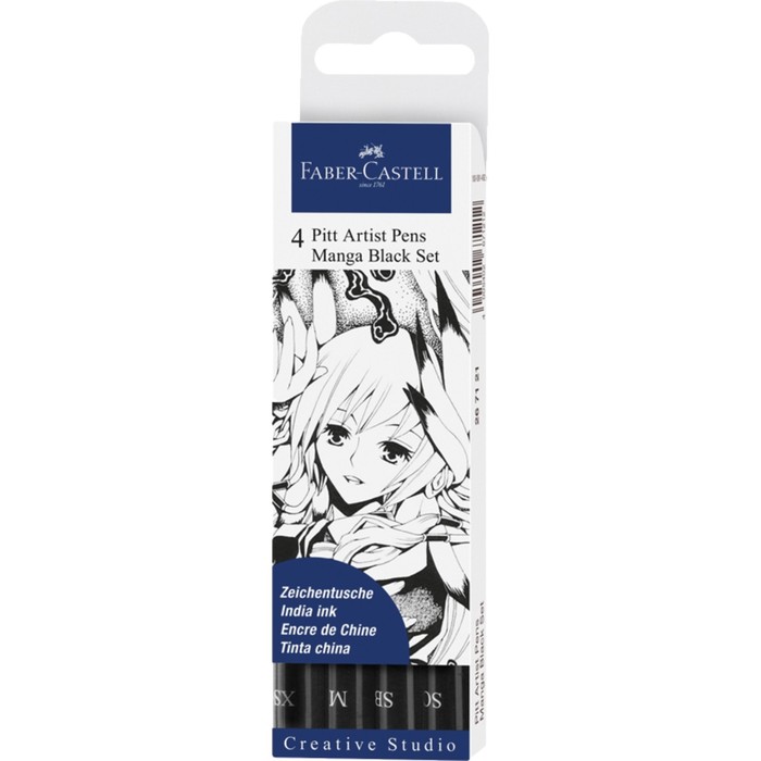 Набор капиллярных ручек Faber-Castell Pitt Artist Pens Manga чёрный, 4 штуки 0,1/0,7 /brush/soft
Набор капиллярных ручек Faber-Castell Pitt Artist Pens Manga чёрный, 4 штуки 0,1/0,7 /brush/soft