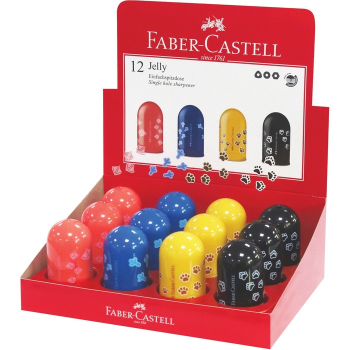 фото Точилка пластиковая faber-castell jelly, 1 отверстие, контейнер, микс