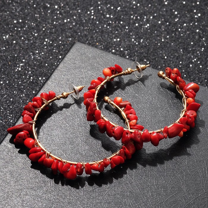 Серьги-кольца "Природа" под коралл, d=6,5 см, цвет красный в золоте
Серьги-кольца "Природа" под коралл, d=6,5 см, цвет красный в золоте